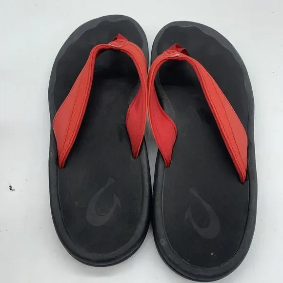 OluKai Sandals Womens Size 9 Red Flip Flop Cushioned Comfort Beach Synthetic - Picture 8 of 10